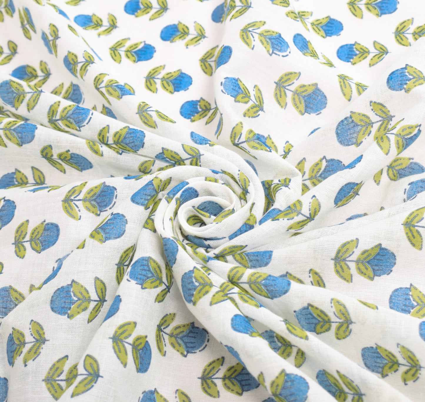 Sushila Vintage White Floral Dupatta Pure Cotton Hand Block Printed Long Stole