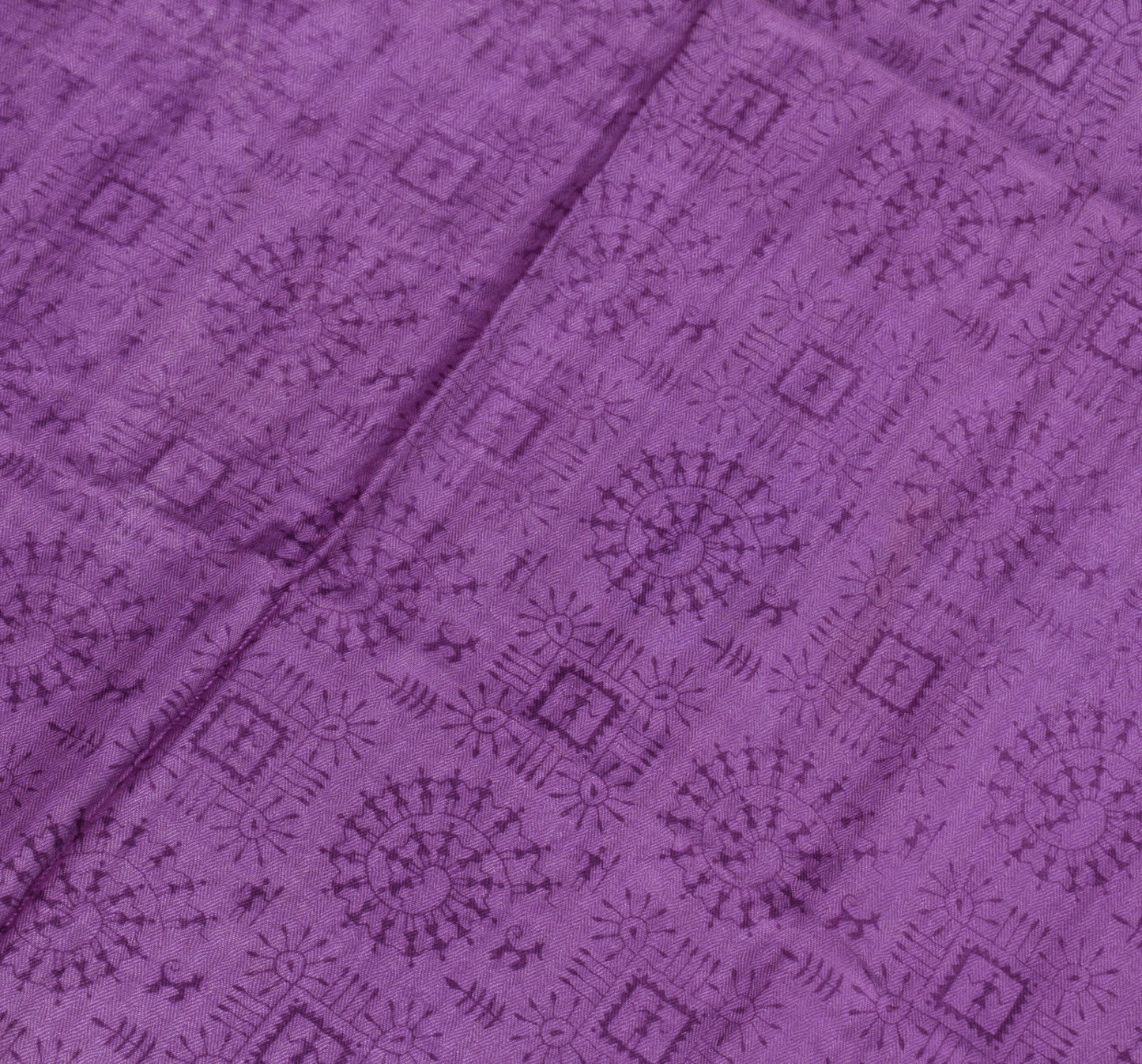 Sushila Vintage Pure Woolen Dupatta Warli Printed Purple Soft Warm Long Stole