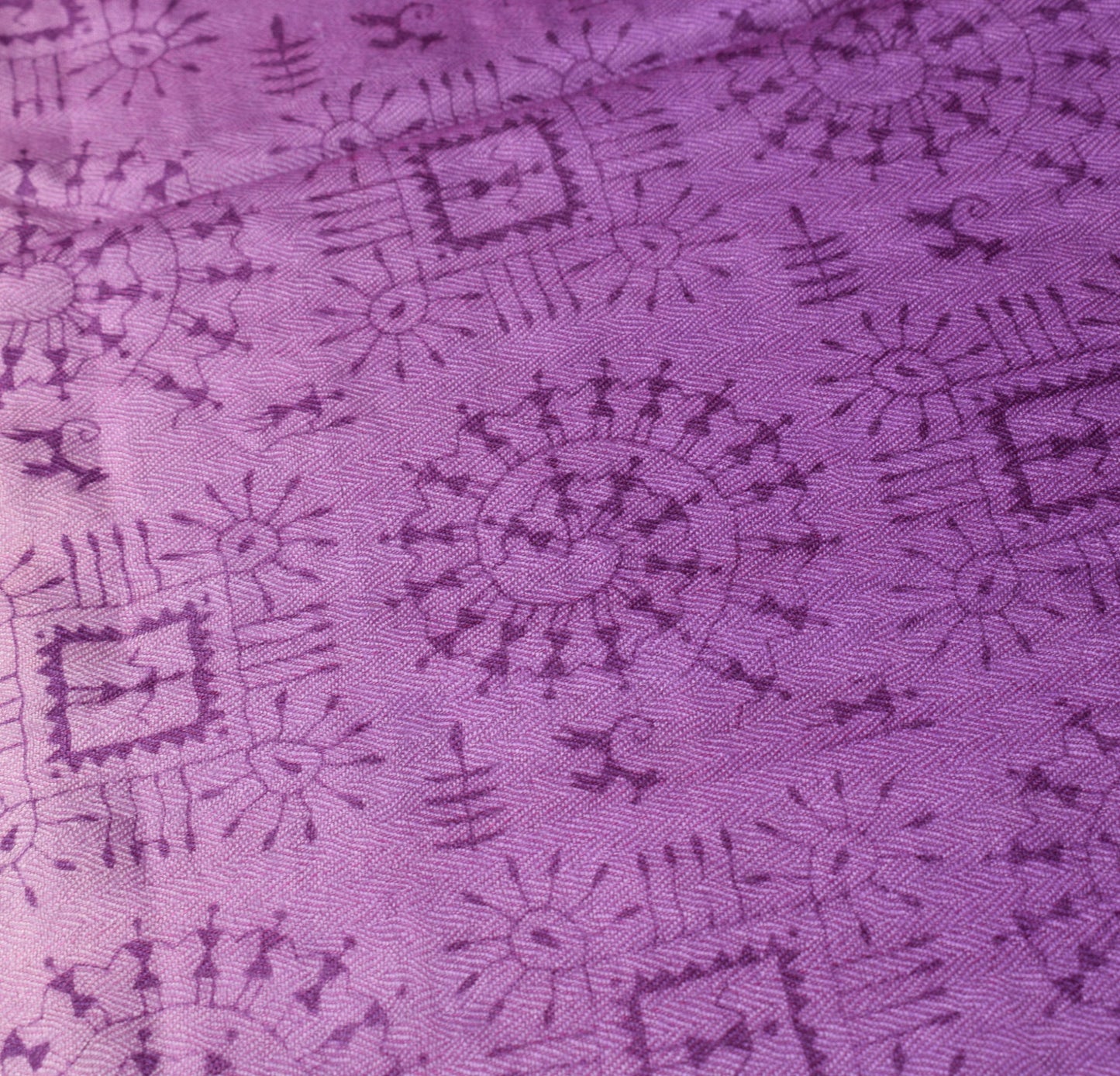 Sushila Vintage Pure Woolen Dupatta Warli Printed Purple Soft Warm Long Stole