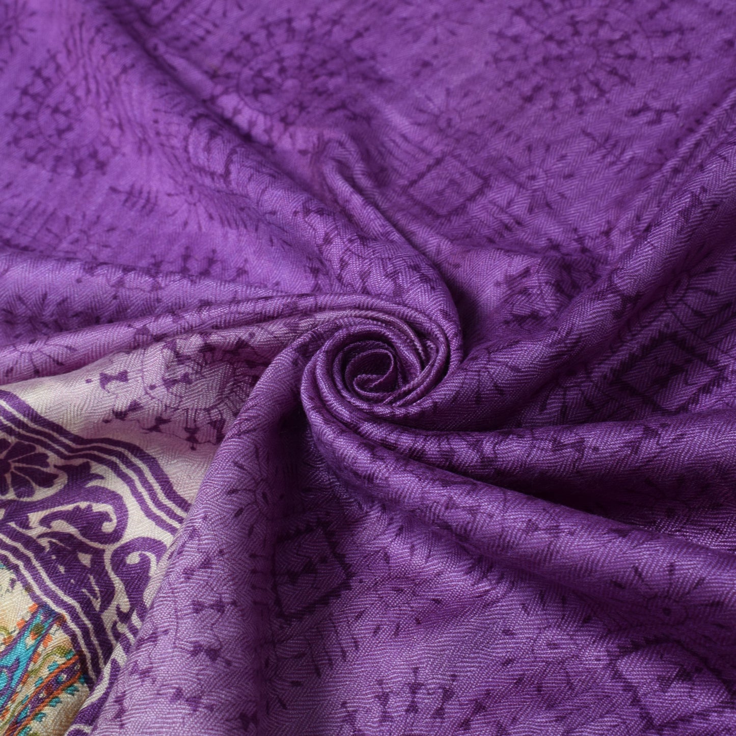Sushila Vintage Pure Woolen Dupatta Warli Printed Purple Soft Warm Long Stole