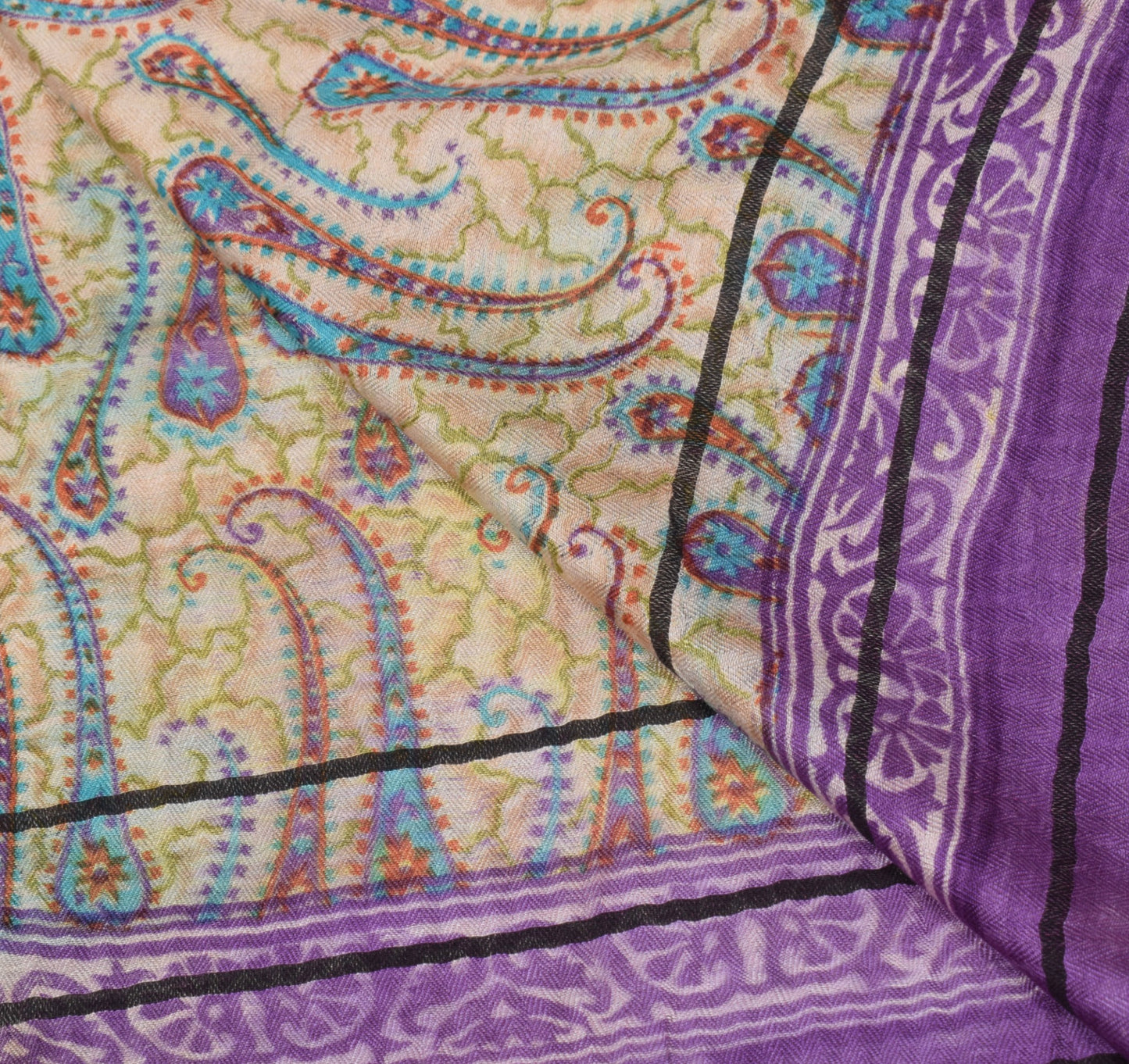 Sushila Vintage Pure Woolen Dupatta Warli Printed Purple Soft Warm Long Stole