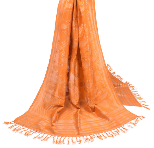 Sushila Vintage Banarasi Brocade Dupatta Rust Pure Silk BRANDED Long Stole Wrap