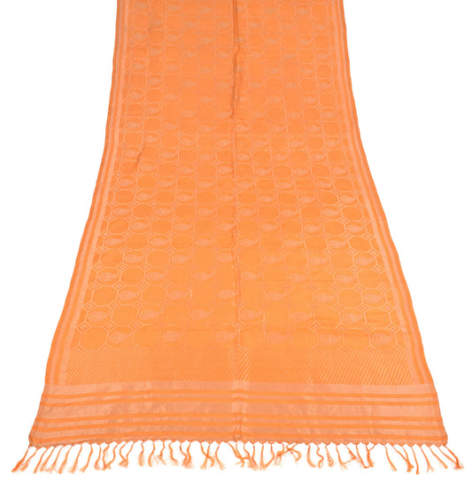 Sushila Vintage Banarasi Brocade Dupatta Rust Pure Silk BRANDED Long Stole Wrap