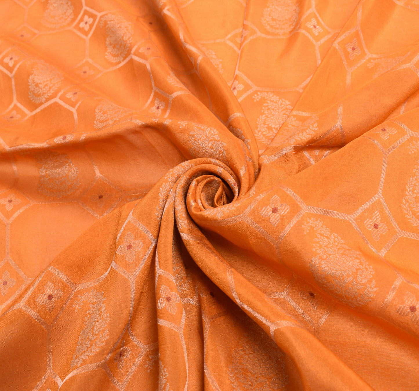 Sushila Vintage Banarasi Brocade Dupatta Rust Pure Silk BRANDED Long Stole Wrap