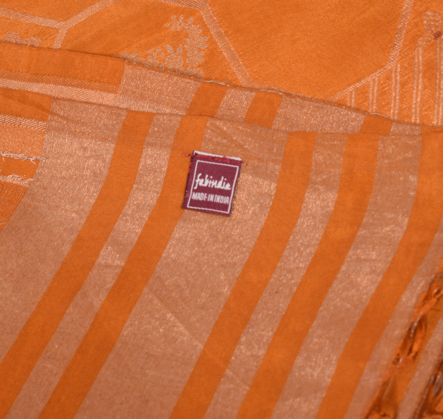 Sushila Vintage Banarasi Brocade Dupatta Rust Pure Silk BRANDED Long Stole Wrap