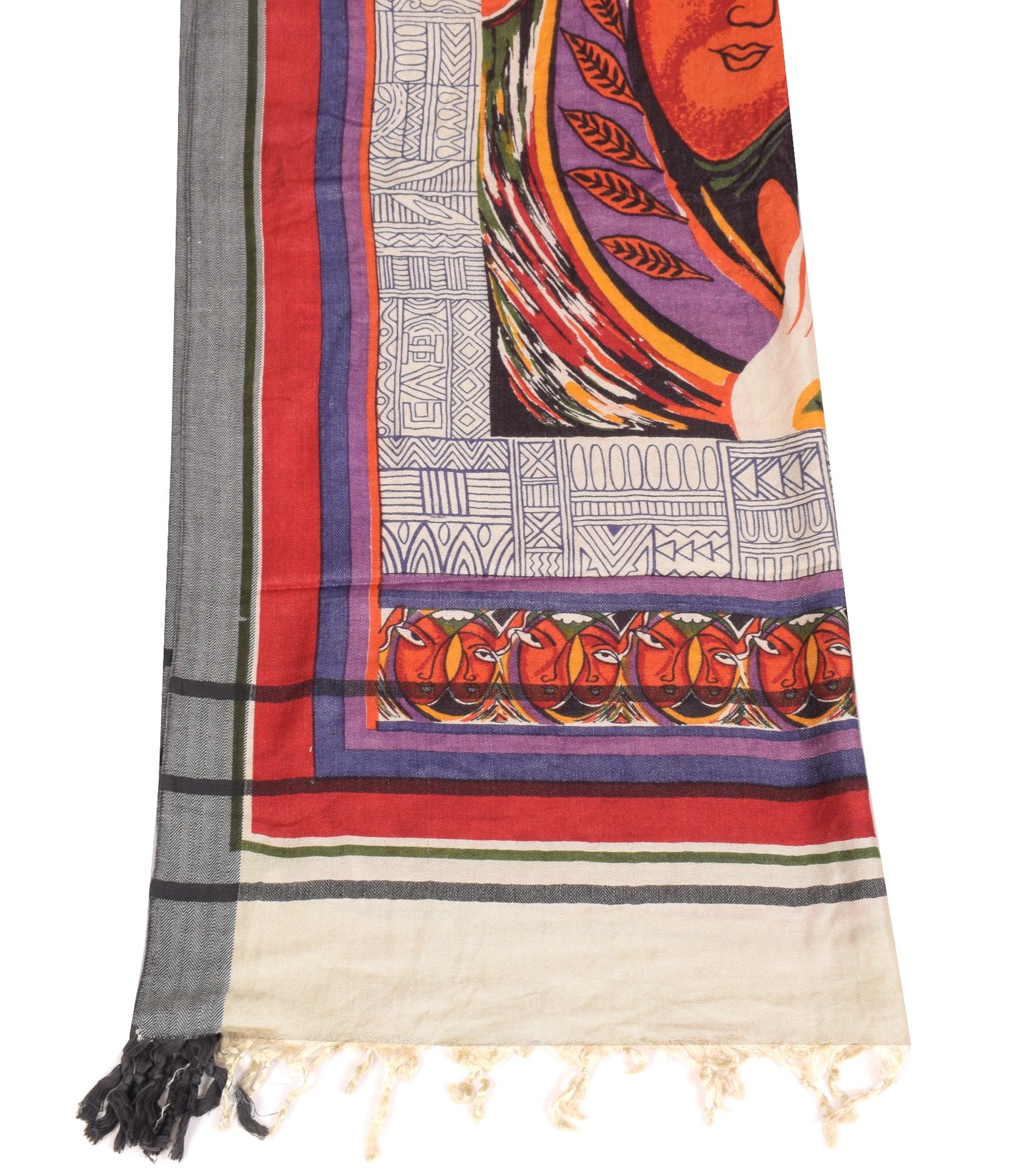 Sushila Vintage Pure Woolen Dupatta Stylized figurative Printed Soft Long Stole