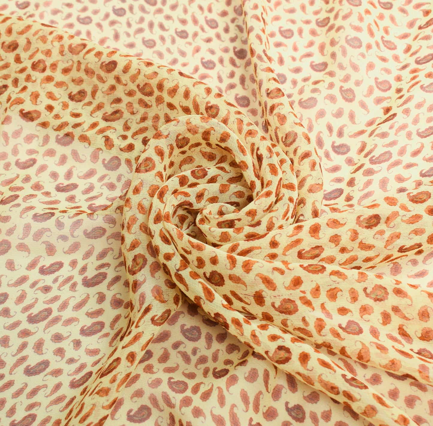 Sushila Vintage Paisley Printed Dupatta Pure Georgette Cream Long Stole Scarves