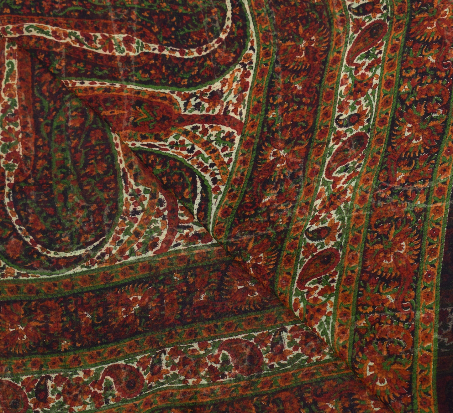 Sushila Vintage Paisley Printed Dupatta Pure Georgette Cream Long Stole Scarves