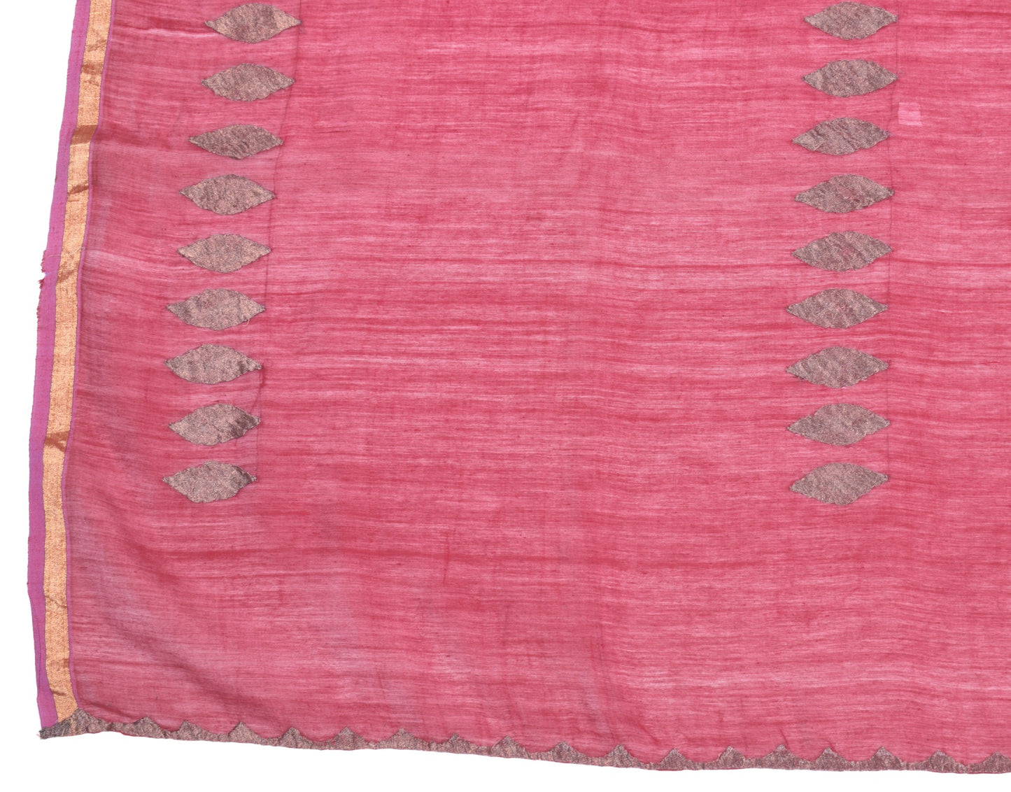 Sushila Vintage Magenta Dupatta Applique Work Pure Cotton Silk Woven Long Stole
