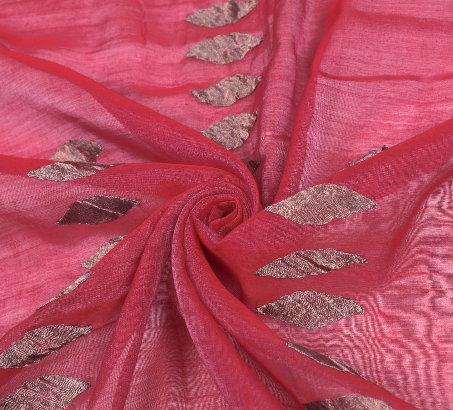 Sushila Vintage Magenta Dupatta Applique Work Pure Cotton Silk Woven Long Stole