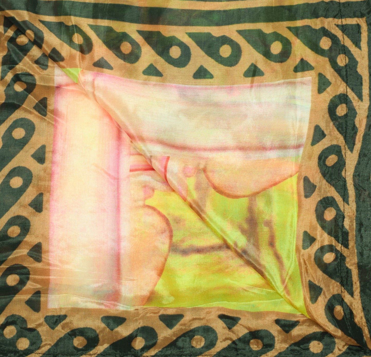 Sushila Vintage Digital Printed Dupatta Green Pure Silk Floral Soft Long Stole