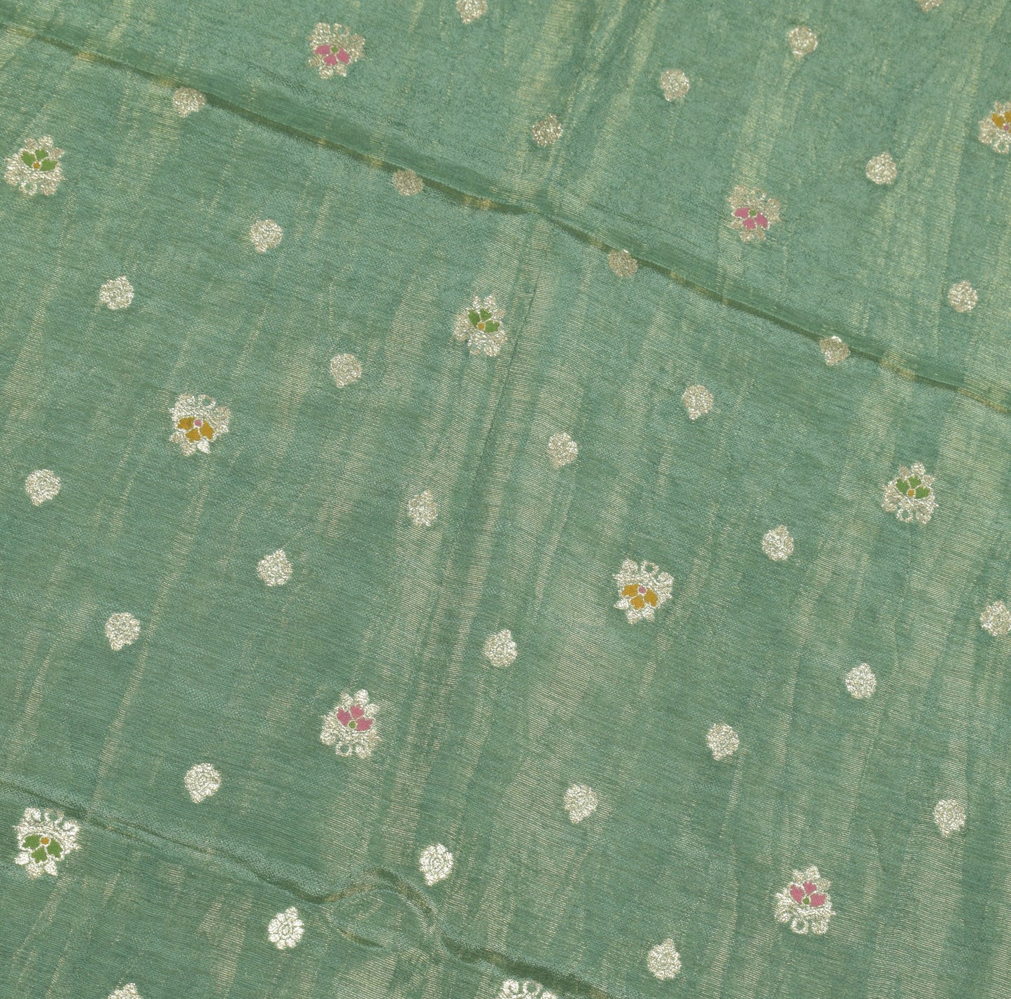 Sushila Vintage Green Wedding Dupatta Pure Tissue Zari Woven Floral Long Stole