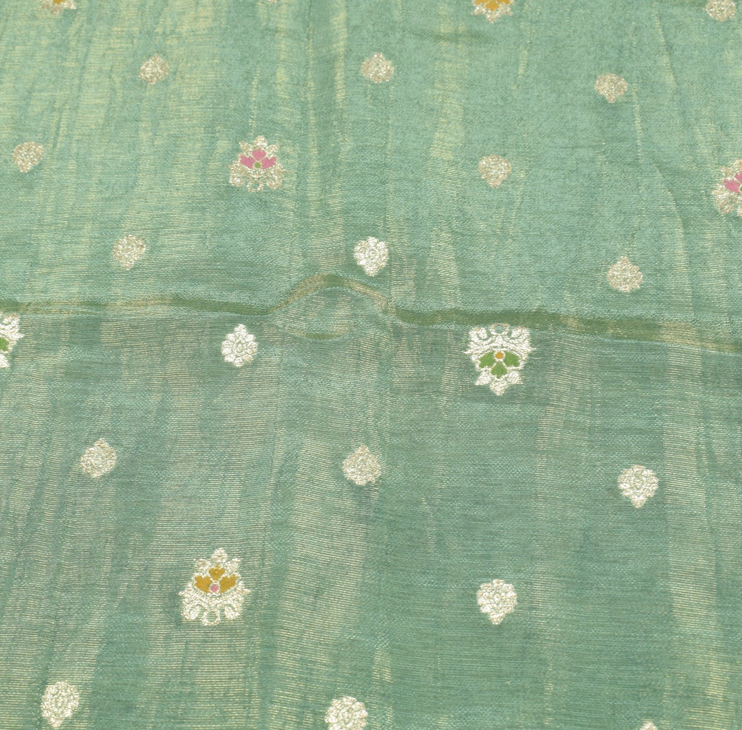 Sushila Vintage Green Wedding Dupatta Pure Tissue Zari Woven Floral Long Stole