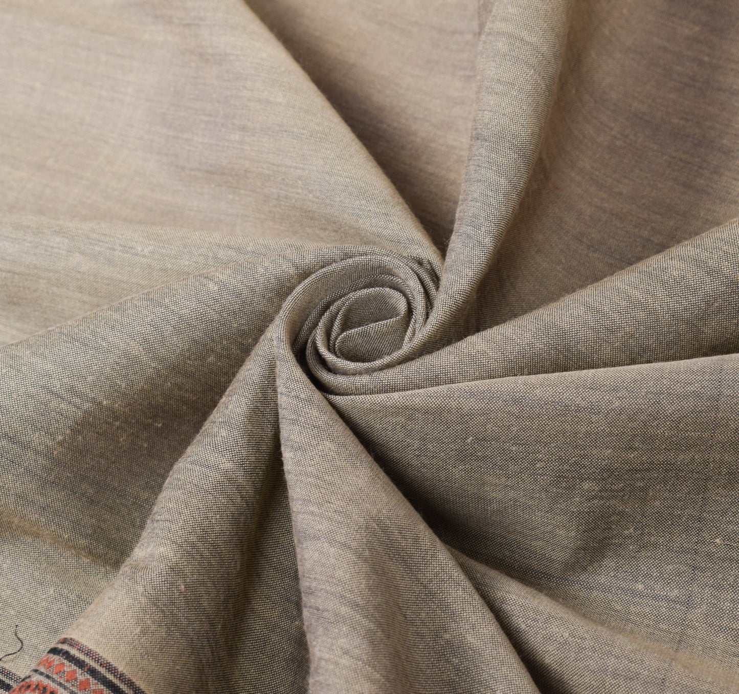 Sushila Vintage Brown Dupatta Art Cotton Hand Woven Floral Indian Long Stole