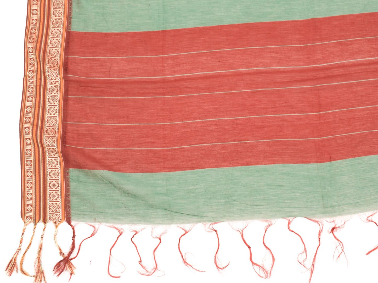 Sushila Vintage Handloom Narayanpet Dupatta Pure Cotton Silk Green Long Stole