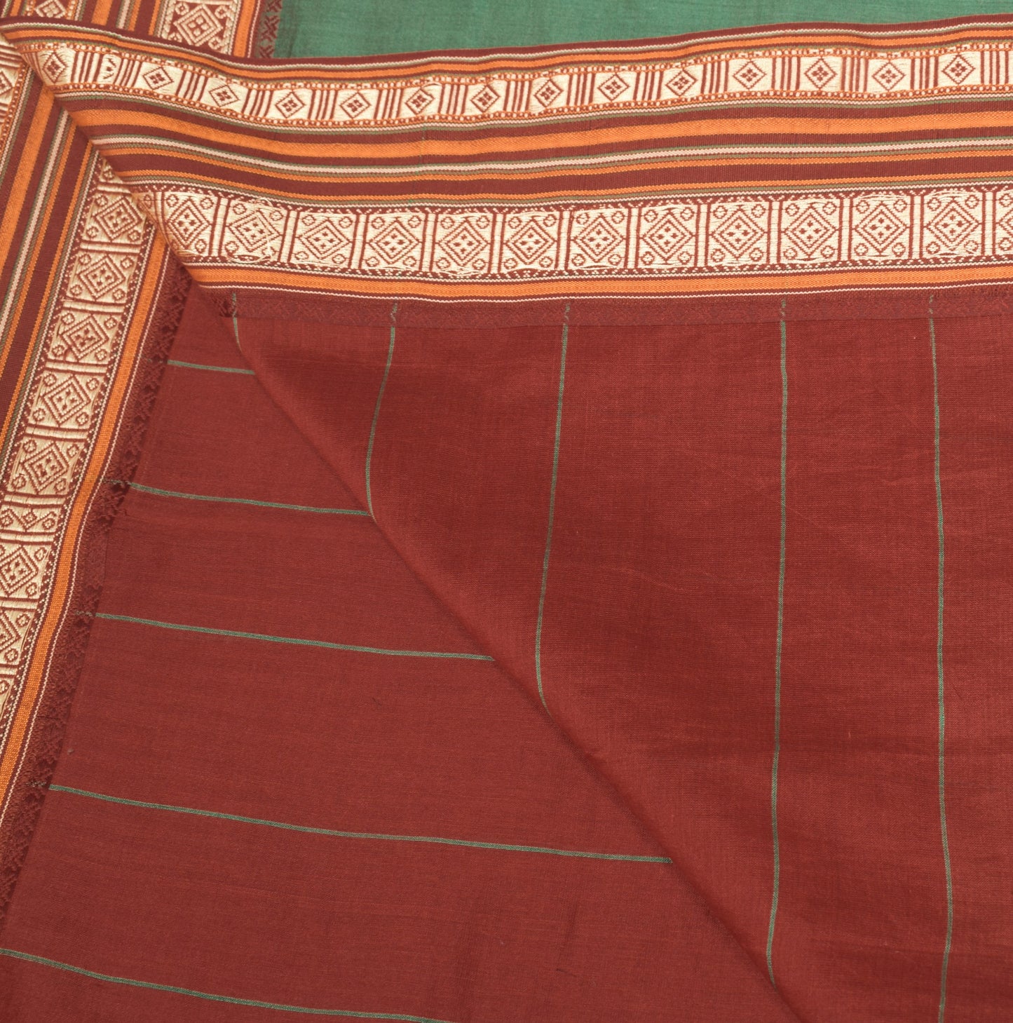 Sushila Vintage Handloom Narayanpet Dupatta Pure Cotton Silk Green Long Stole