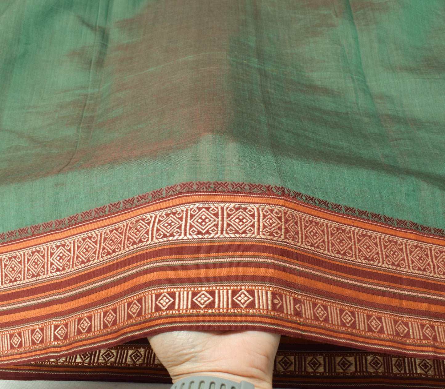 Sushila Vintage Handloom Narayanpet Dupatta Pure Cotton Silk Green Long Stole