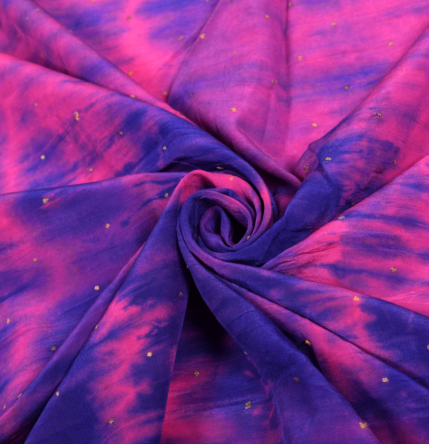 Sushila Vintage Blue Tie-Dye Dupatta Pure Crepe Silk Hand Embroidered Long Stole