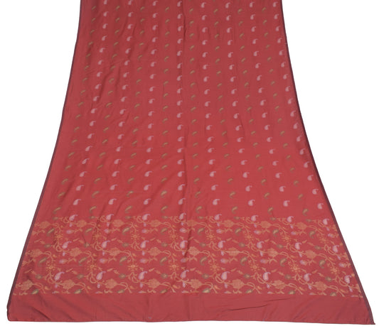 Sushila Vintage Maroon Dupatta Art Cotton Silk Paisley Floral Woven Long Stole