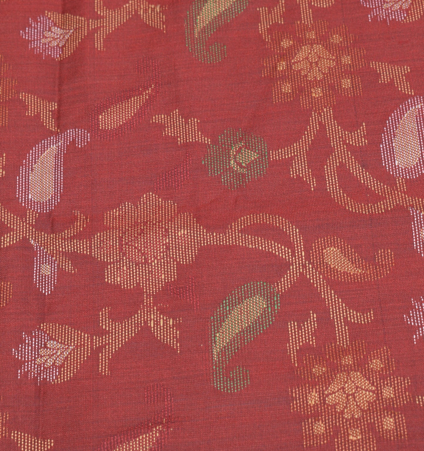 Sushila Vintage Maroon Dupatta Art Cotton Silk Paisley Floral Woven Long Stole