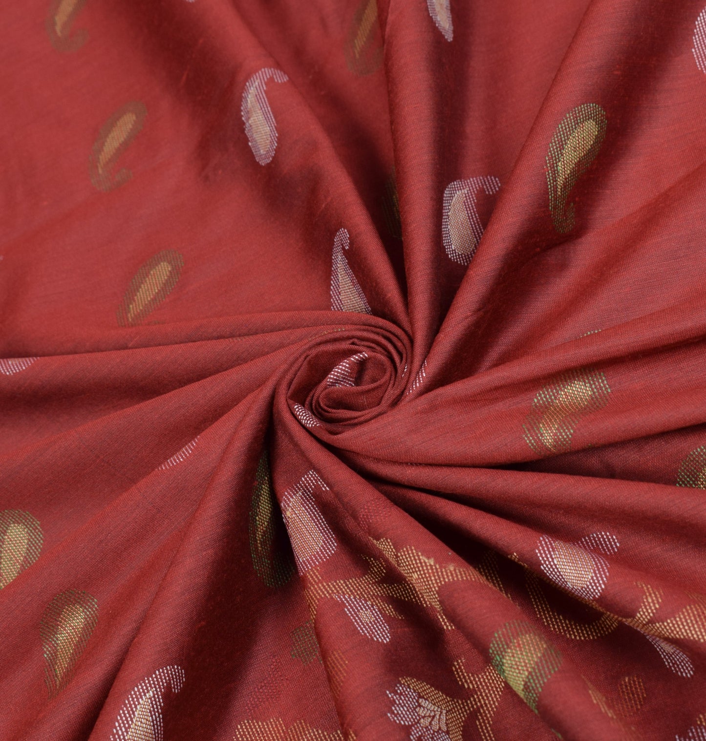 Sushila Vintage Maroon Dupatta Art Cotton Silk Paisley Floral Woven Long Stole