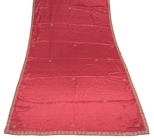 Sushila Vintage Maroon Pure Chiffon Dupatta GlassBeads Embellish Long Stole Wrap