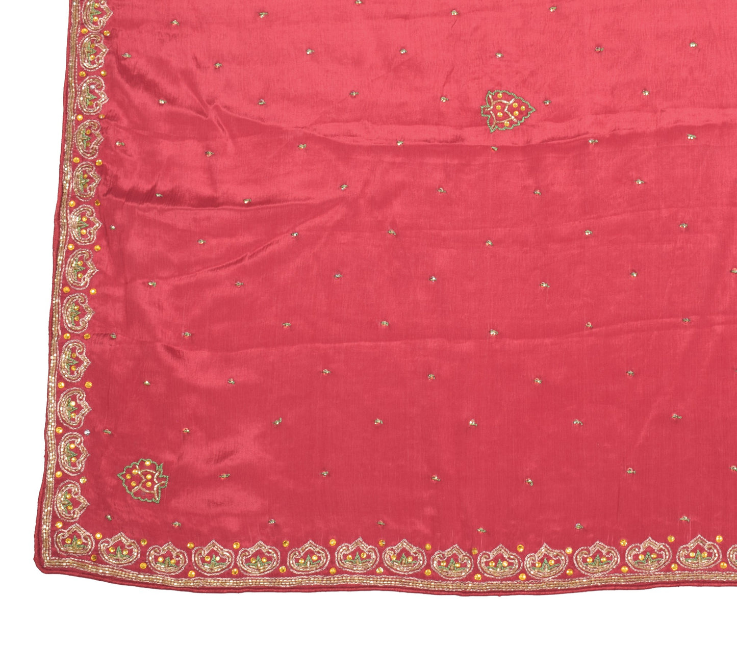Sushila Vintage Maroon Pure Chiffon Dupatta GlassBeads Embellish Long Stole Wrap