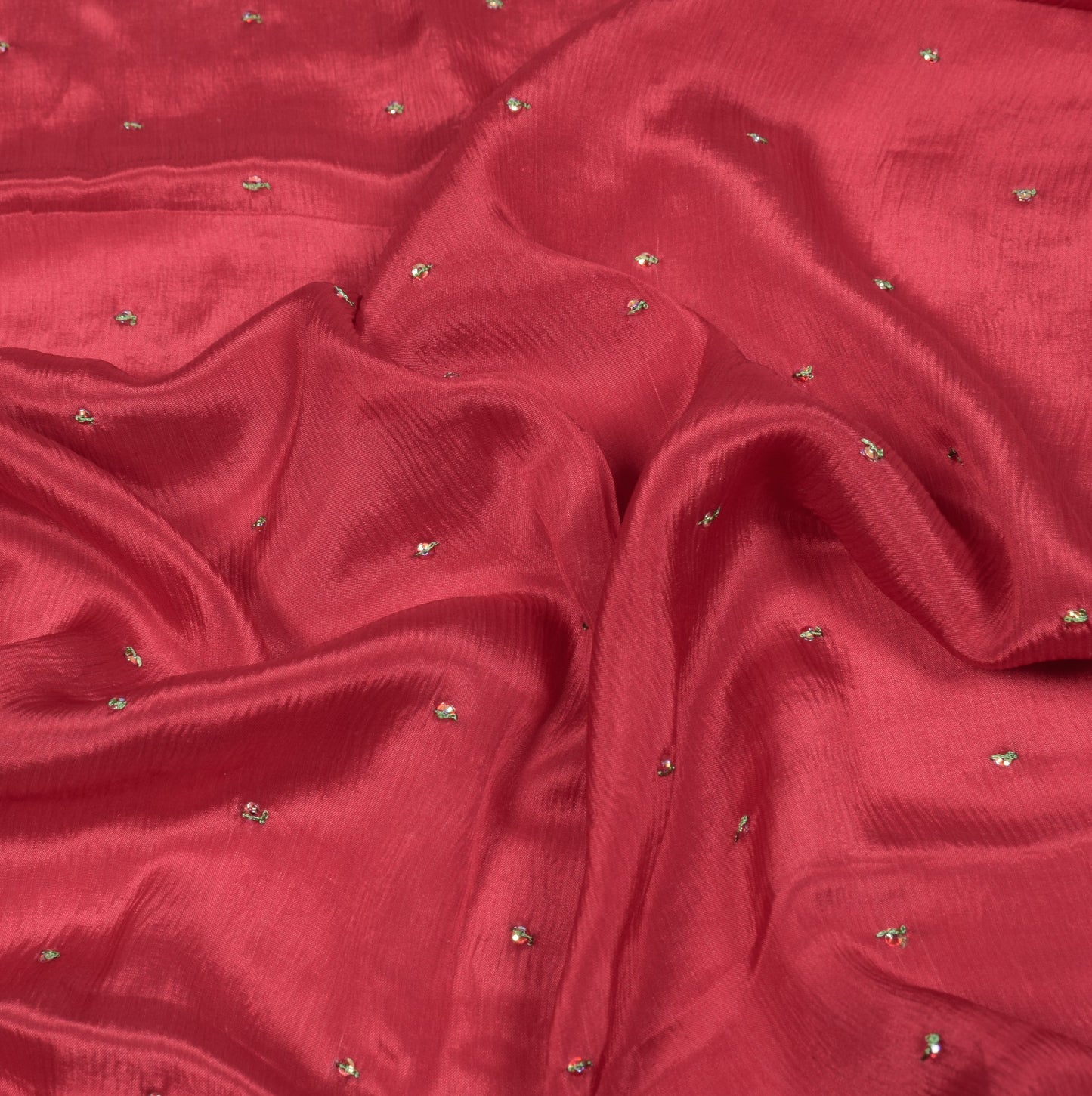 Sushila Vintage Maroon Pure Chiffon Dupatta GlassBeads Embellish Long Stole Wrap