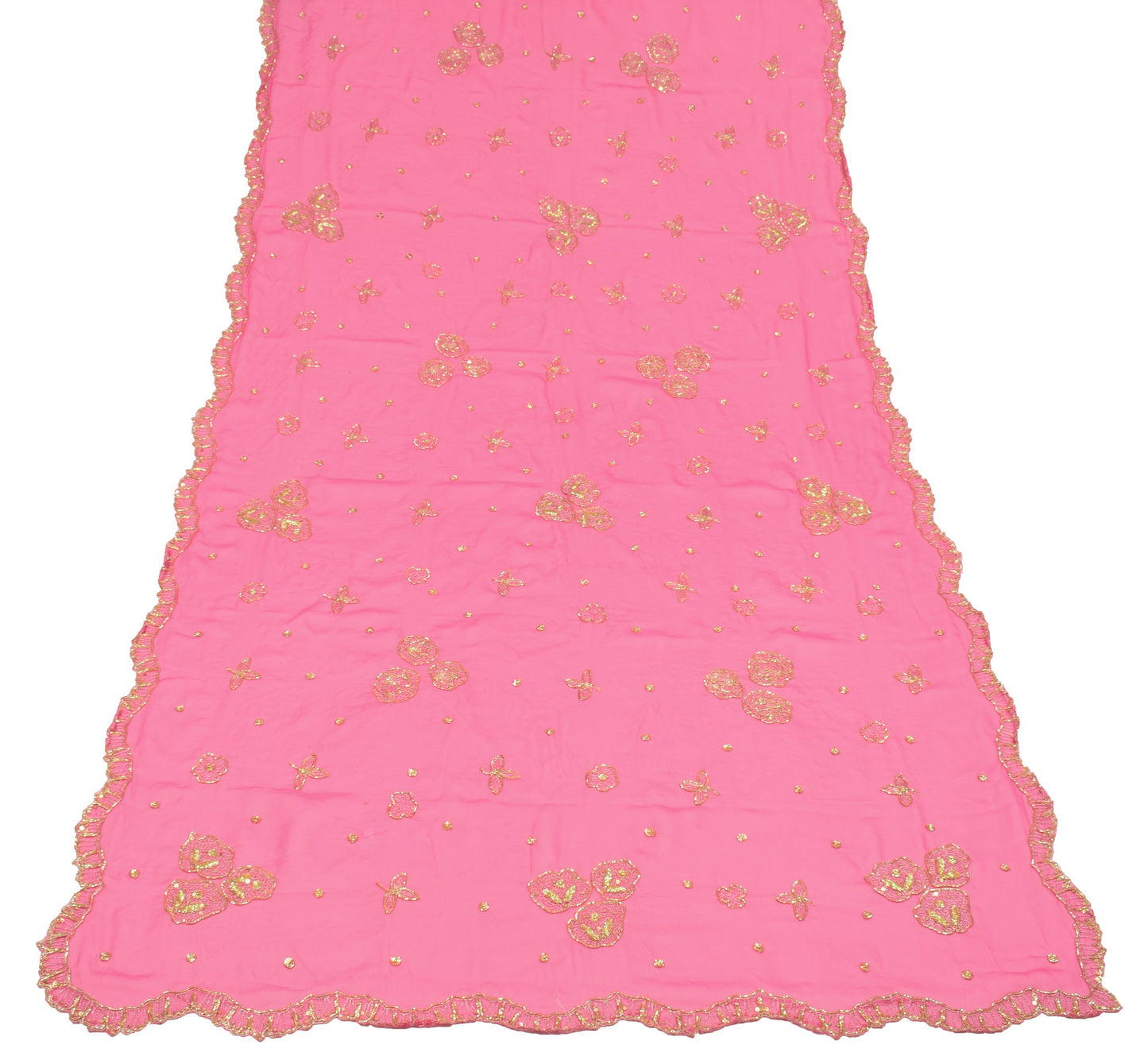 Sushila Vintage Pink Cutwork Dupatta Zari Embroidered Art Georgette Long Stole