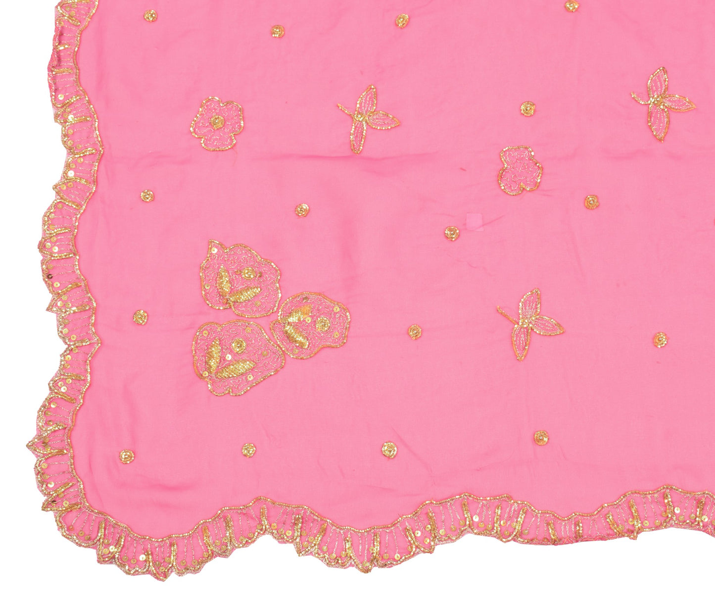 Sushila Vintage Pink Cutwork Dupatta Zari Embroidered Art Georgette Long Stole