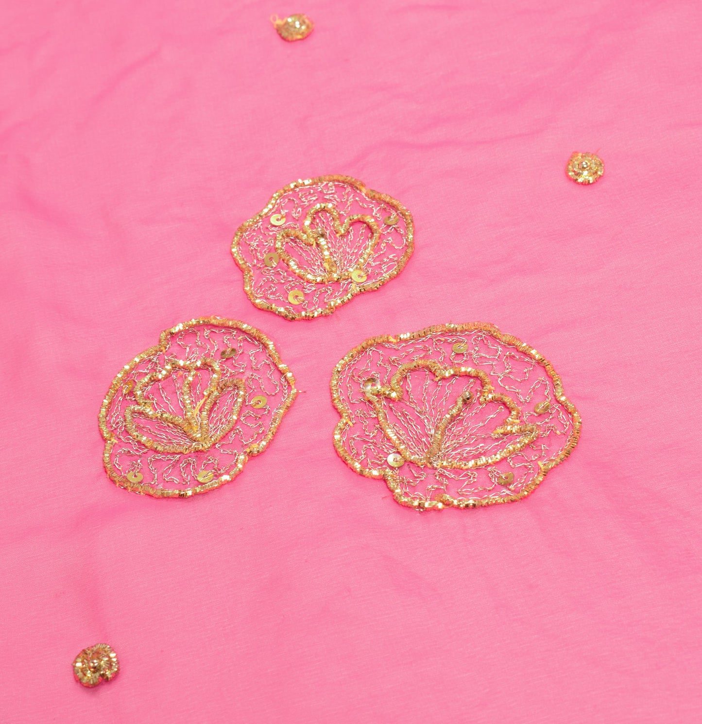 Sushila Vintage Pink Cutwork Dupatta Zari Embroidered Art Georgette Long Stole