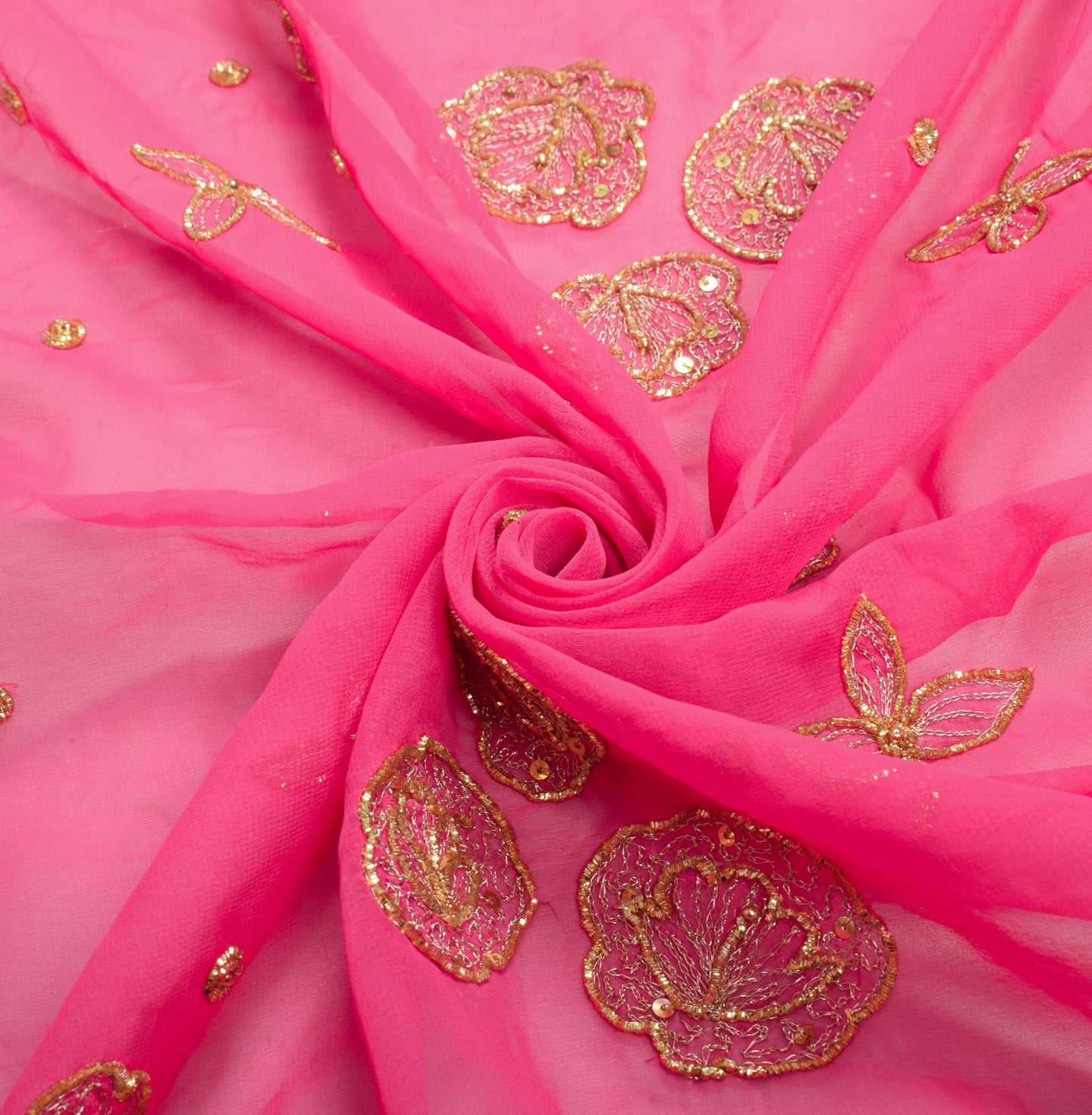 Sushila Vintage Pink Cutwork Dupatta Zari Embroidered Art Georgette Long Stole