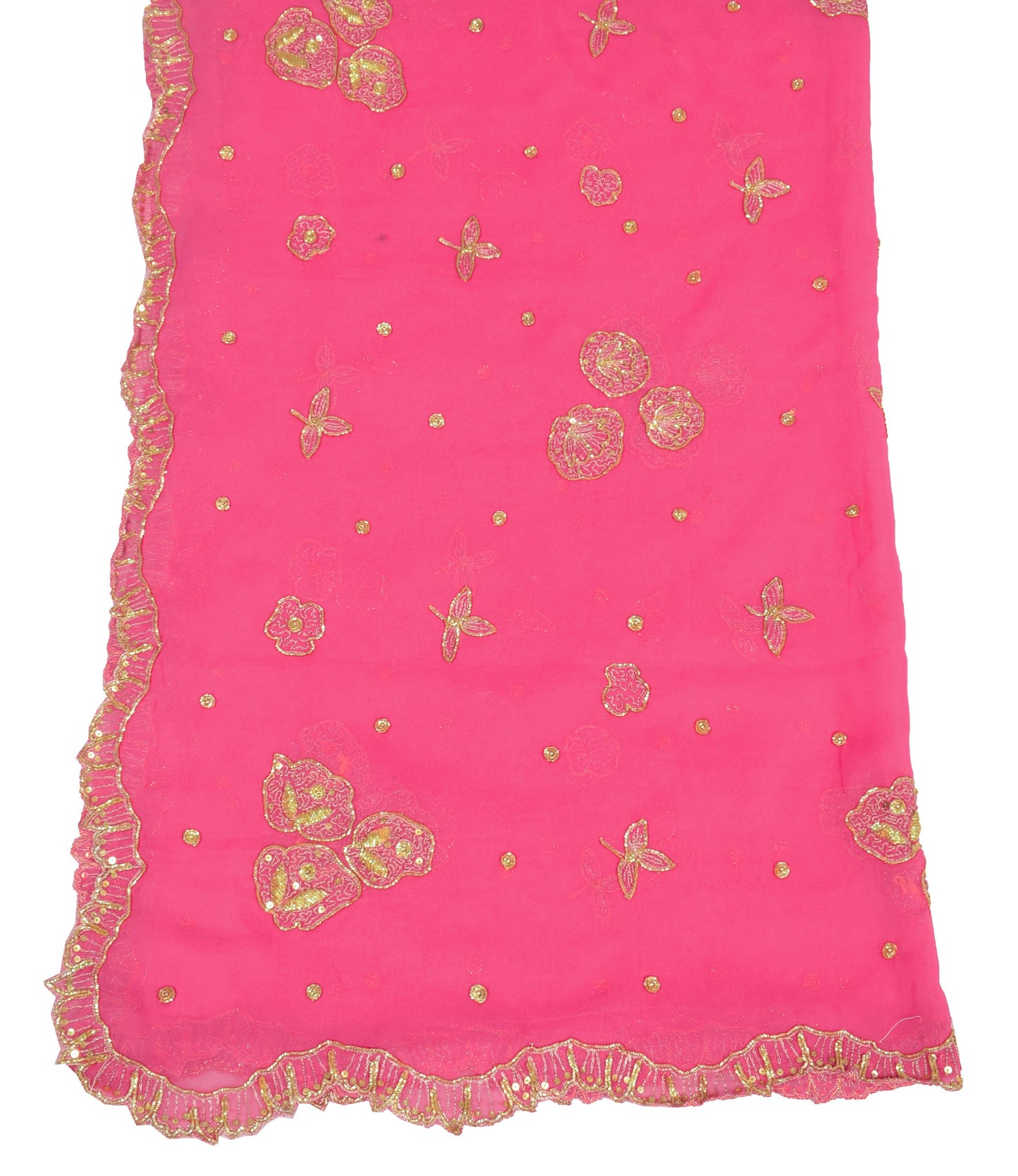 Sushila Vintage Pink Cutwork Dupatta Zari Embroidered Art Georgette Long Stole