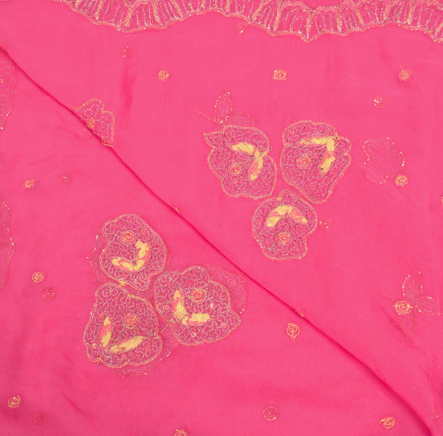 Sushila Vintage Pink Cutwork Dupatta Zari Embroidered Art Georgette Long Stole