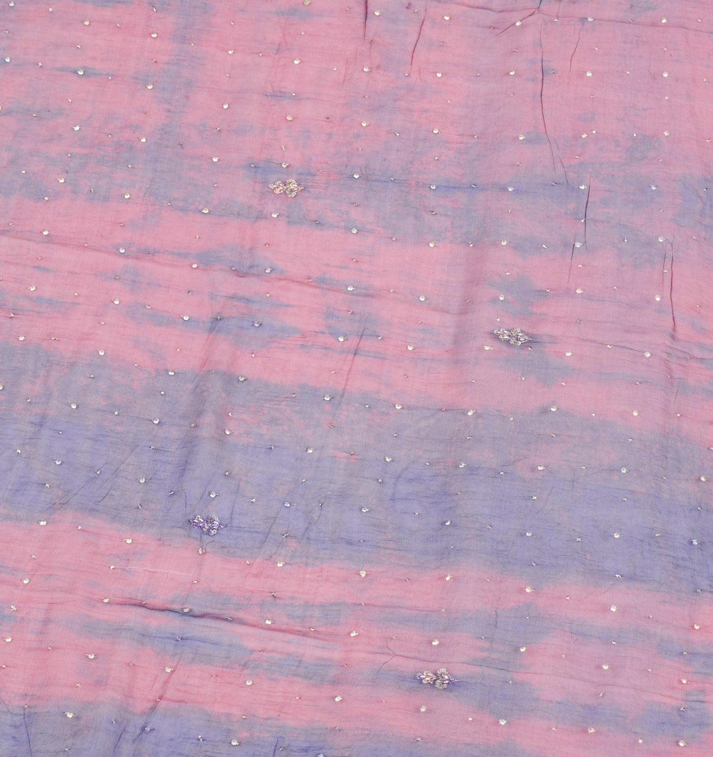 Sushila Vintage Hand Beaded Dupatta Pure Chiffon Tie-Dye magenta Long Stole