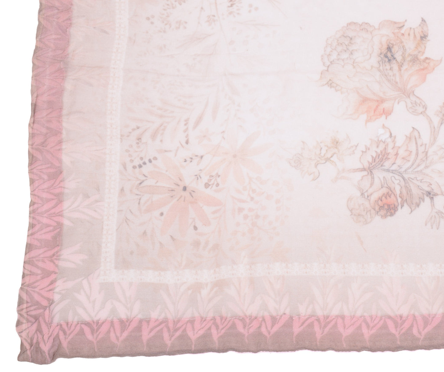 Sushila Vintage Floral Printed Dupatta Pure Georgette Light Pink Long Stole Veil