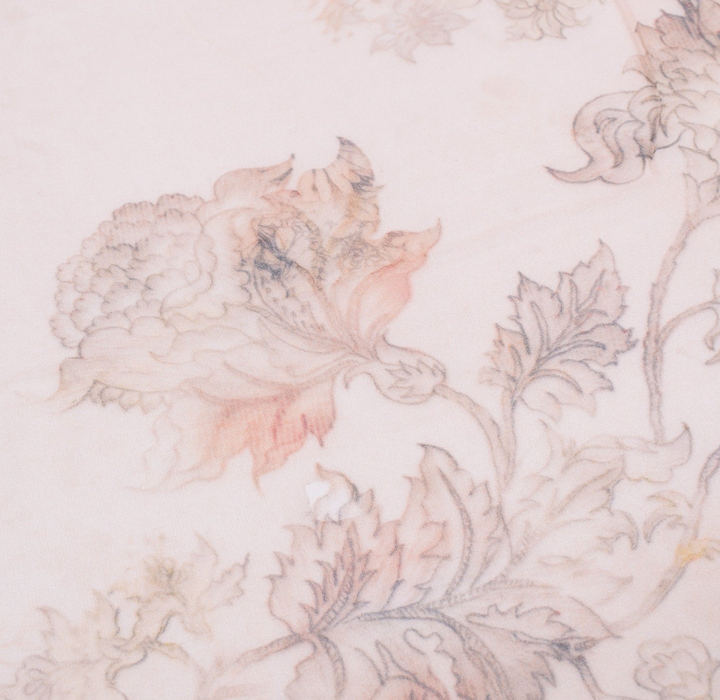 Sushila Vintage Floral Printed Dupatta Pure Georgette Light Pink Long Stole Veil