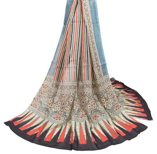Sushila Vintage Hand Block Dupatta Pure Cotton Stripes Multi-Color Long Stole