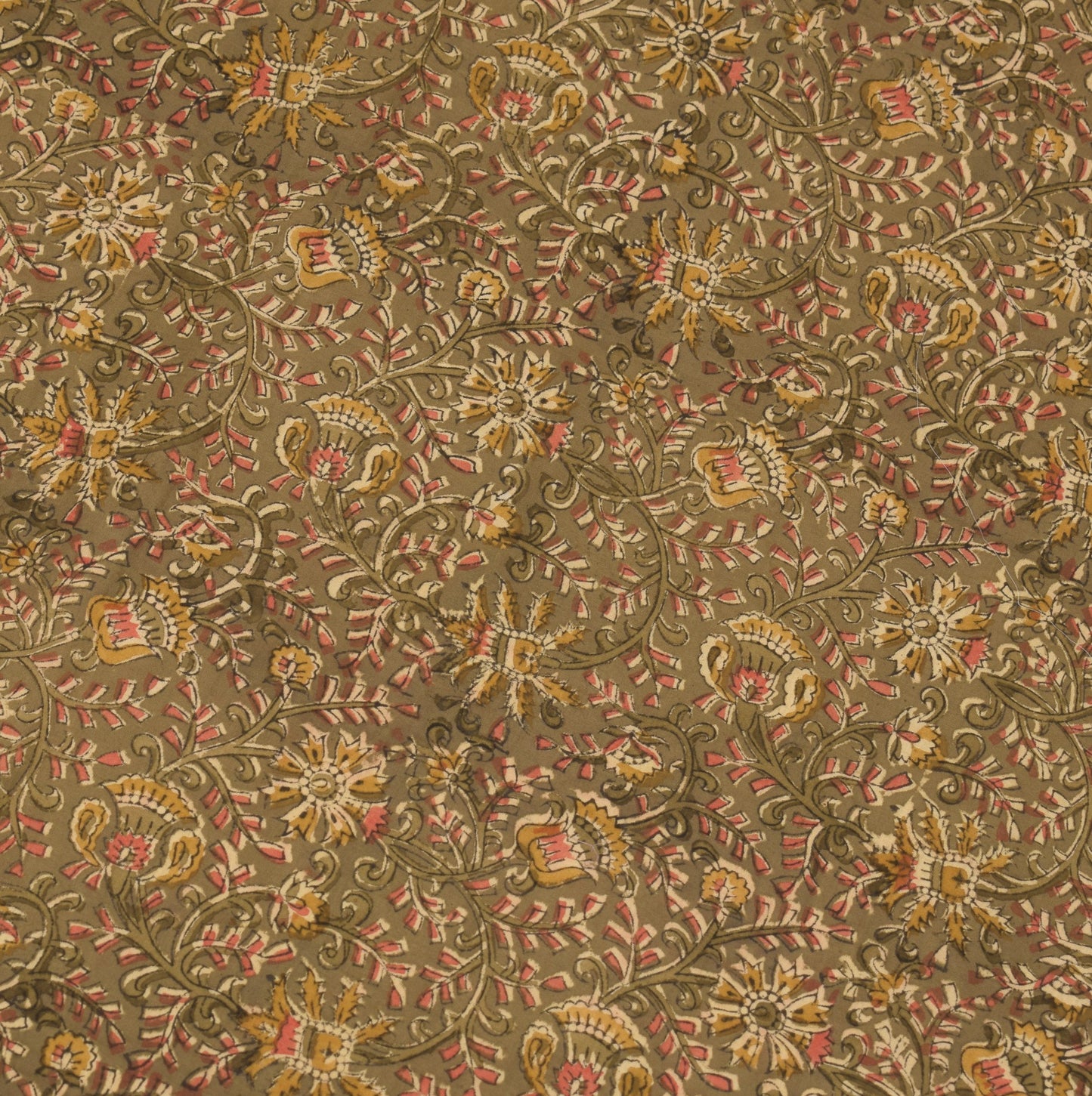 Sushila Vintage Hand Block Print Dupatta Kalamkari Pure Cotton Green Long Stole
