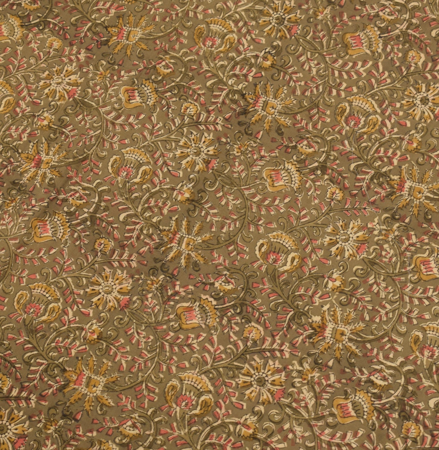 Sushila Vintage Hand Block Print Dupatta Kalamkari Pure Cotton Green Long Stole