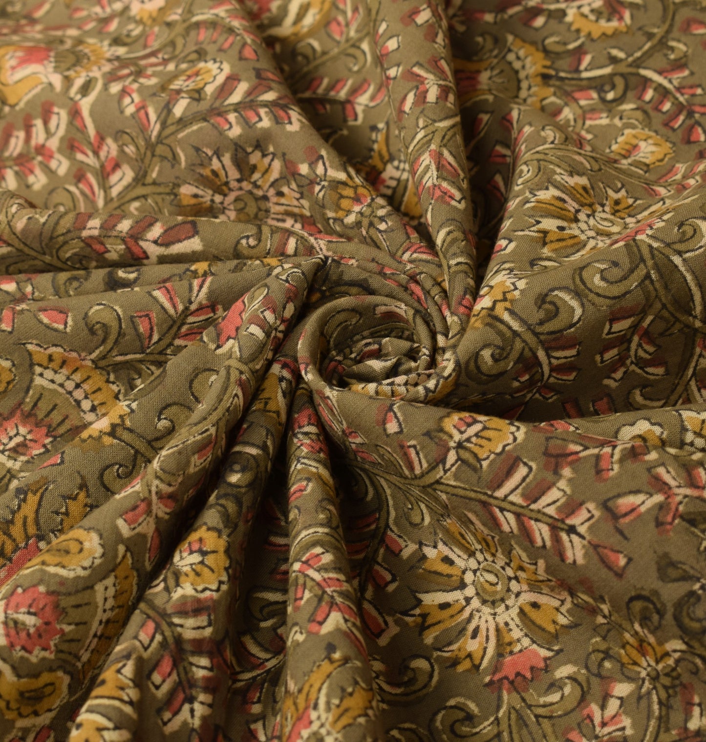 Sushila Vintage Hand Block Print Dupatta Kalamkari Pure Cotton Green Long Stole