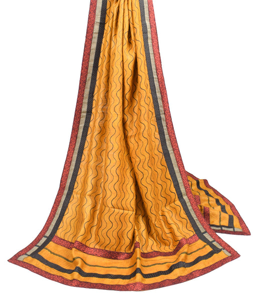 Sushila Vintage Mustard Dupatta Pure Woolen Laheriya Printed Soft Long Stole