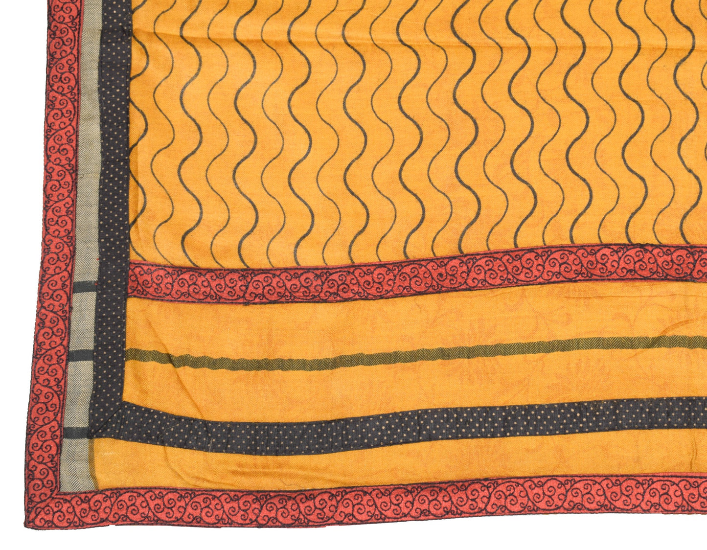 Sushila Vintage Mustard Dupatta Pure Woolen Laheriya Printed Soft Long Stole