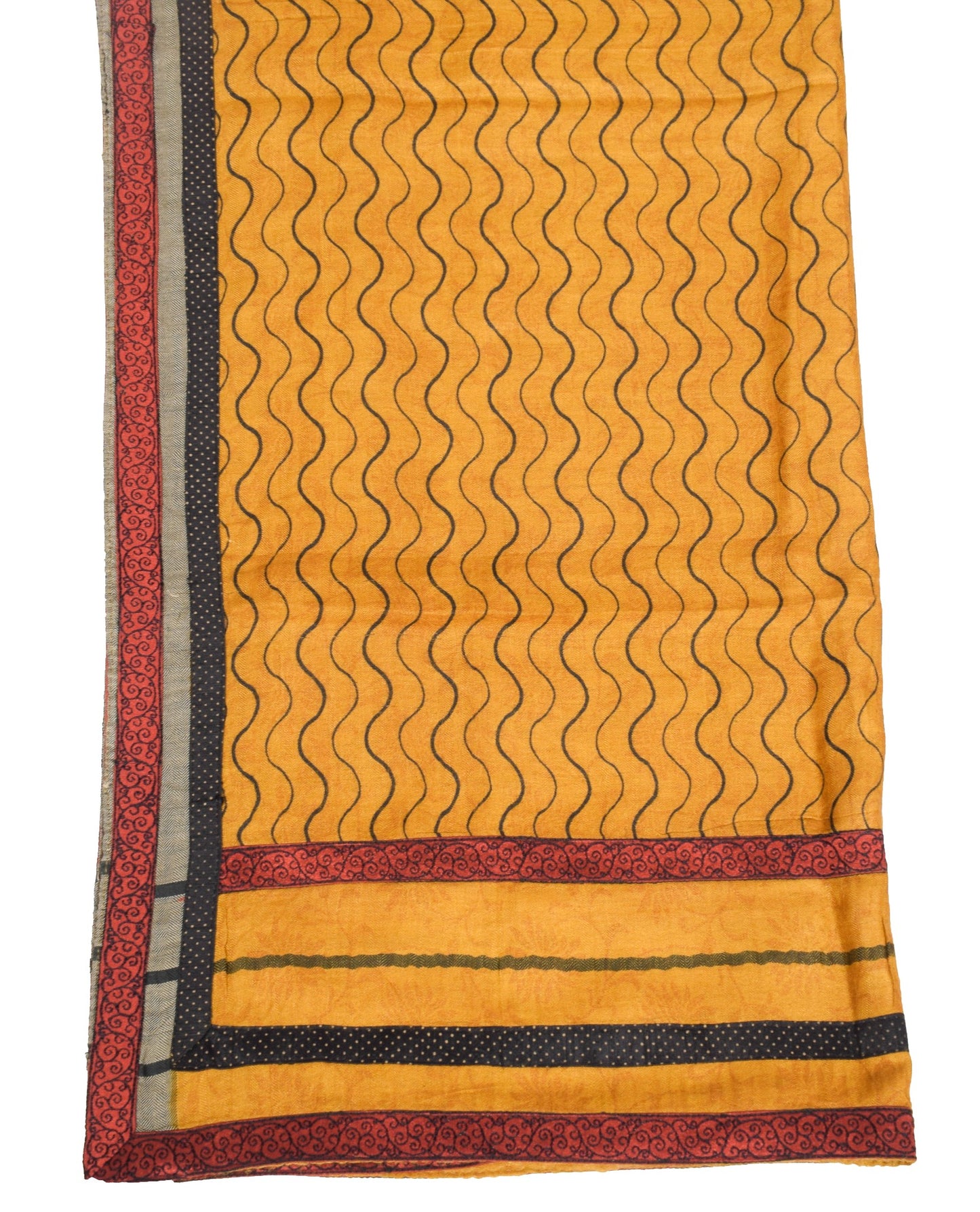 Sushila Vintage Mustard Dupatta Pure Woolen Laheriya Printed Soft Long Stole