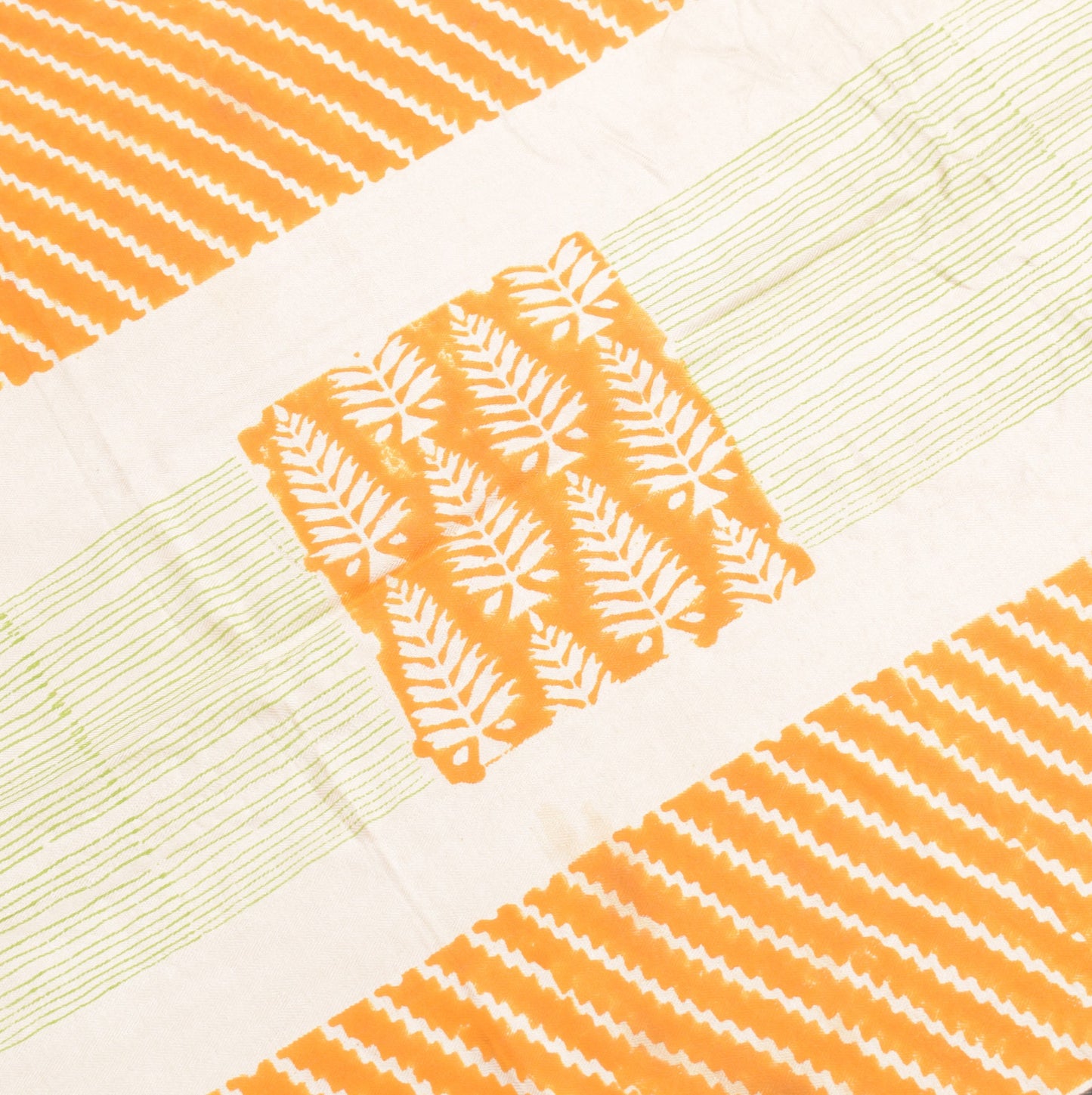 Sushila Vintage Cream Pure Woolen Dupatta Hand Block Printed Long Stole Shawl