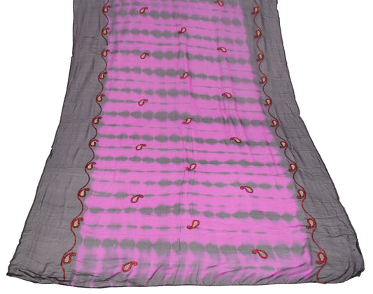 Sushila Vintage Tie-Dye Dupatta Pure Georgette Magenta Black Long Stole Scarves