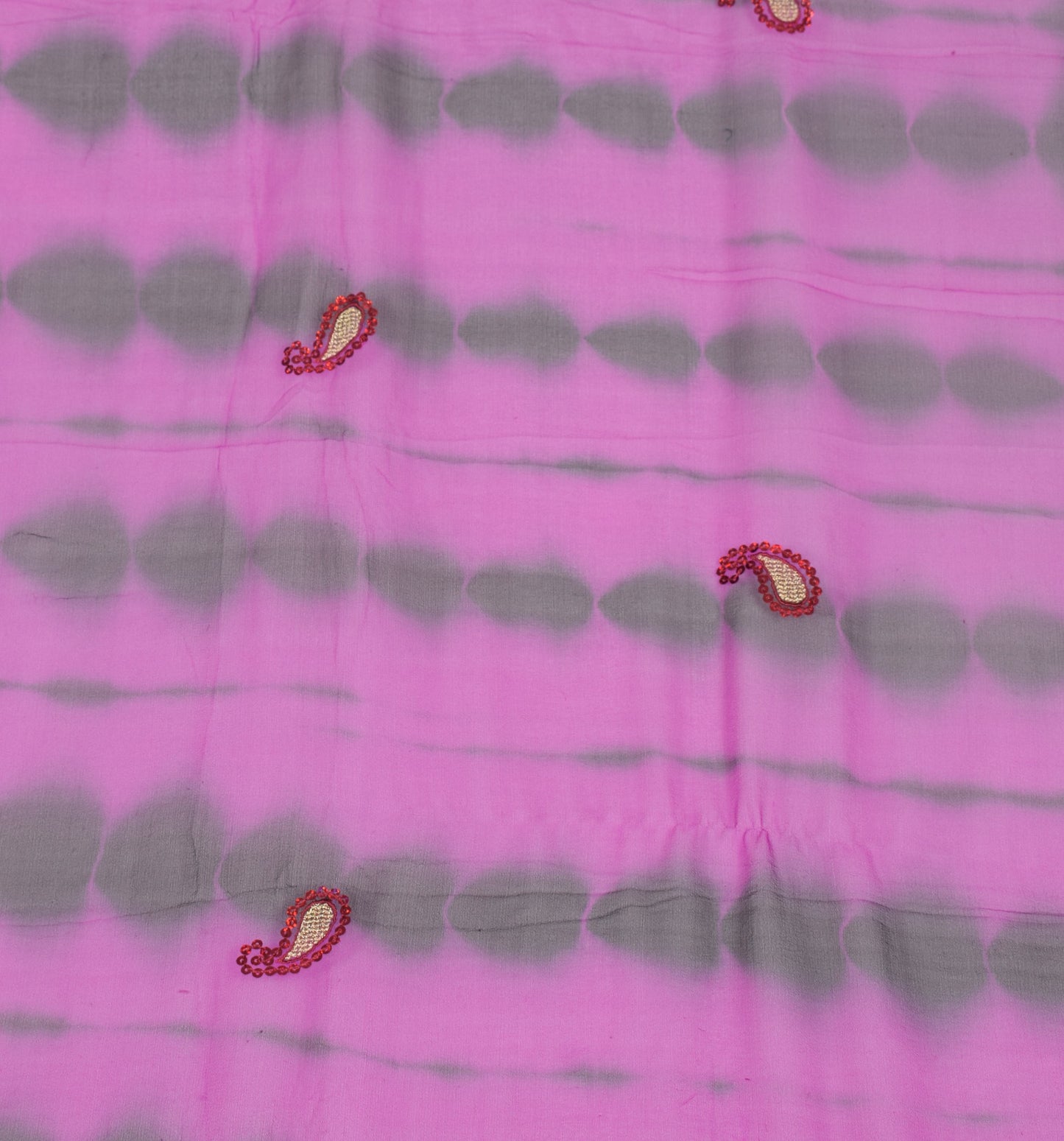 Sushila Vintage Tie-Dye Dupatta Pure Georgette Magenta Black Long Stole Scarves