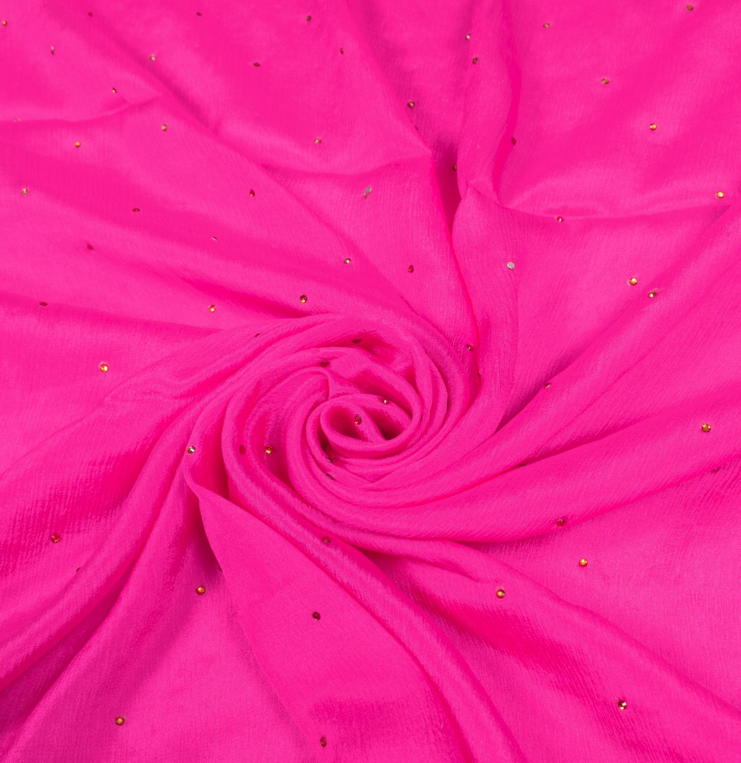 Sushila Vintage Fuchsia Pink Dupatta Floral Hand Embroidered Chiffon Long Stole