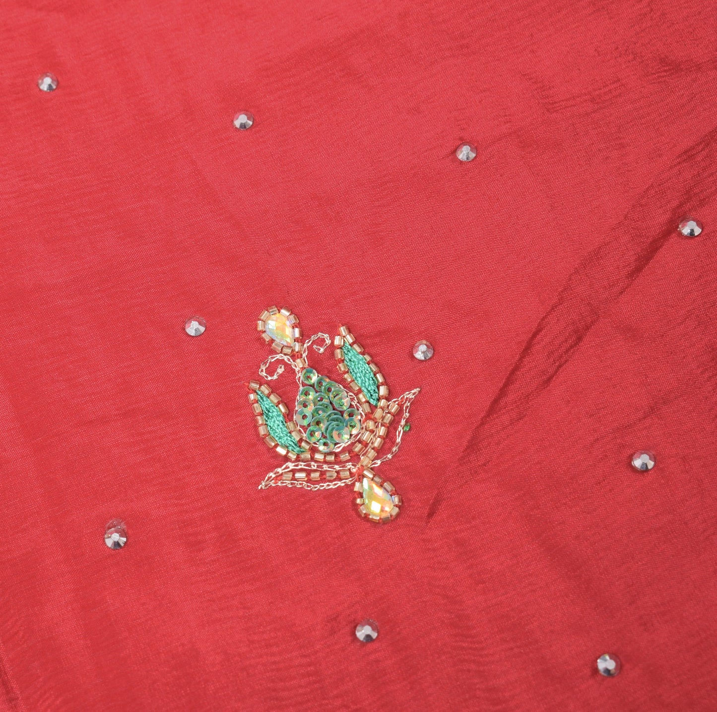 Sushila Vintage Red Nikah Dupatta Pure Chiffon Glass Beads Embellish Long Stole