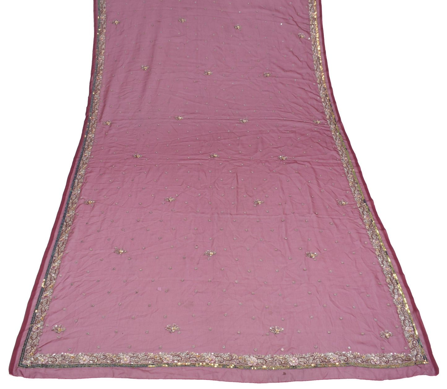 Sushila Vintage Wedding Maroon Dupatta Art Georgette Hand Beaded Long Stole Wrap